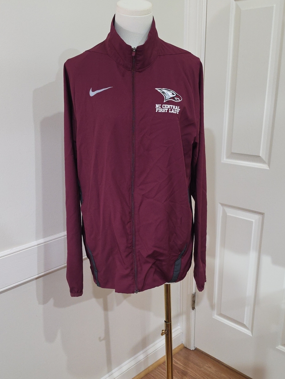 Nike Dri-FIT NCCU Eagles Track Jacket - "NC Central First Lady" Maroon- Size S